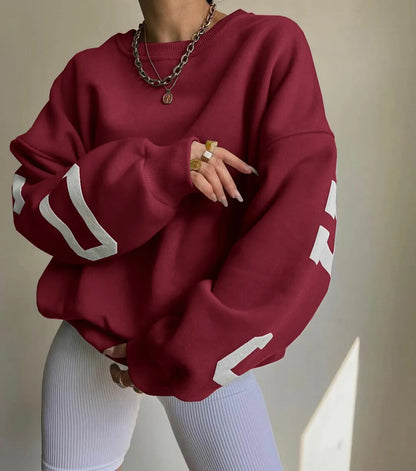 Sudadera cómoda con estampado de texto
