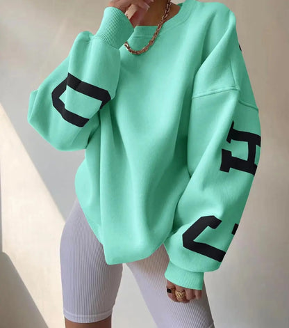 Sudadera cómoda con estampado de texto