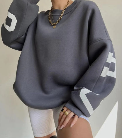 Sudadera cómoda con estampado de texto