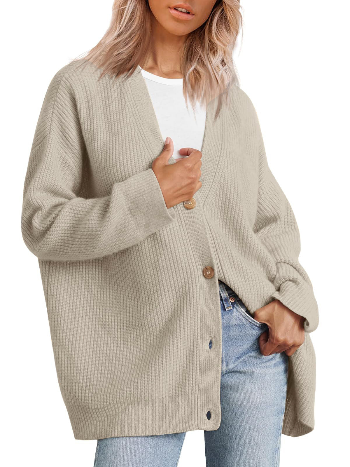 Cárdigan mujer grande y cómodo con estampado geométrico