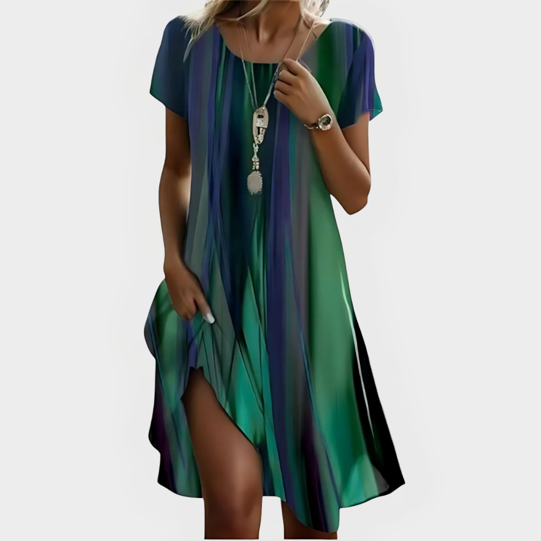 Vestido ligero con escote pico y mangas cortas - Vestiria