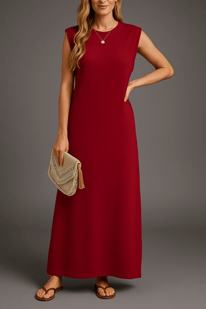 Vestido Largo Elegante Sin Mangas Floral