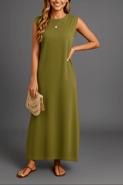Vestido Largo Elegante Sin Mangas Floral