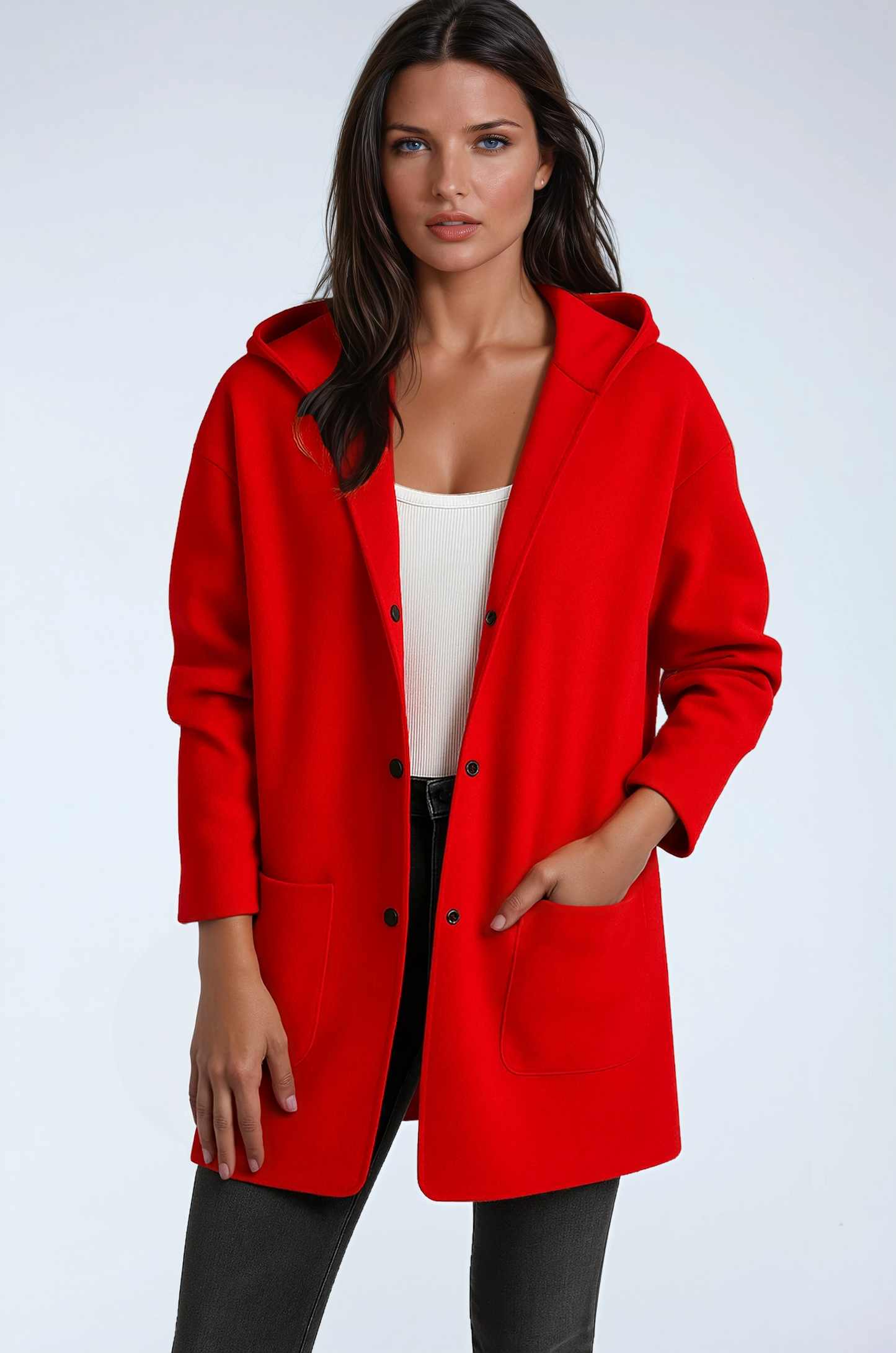 Chaqueta de mujer con capucha y cierre abierto - Vestiria