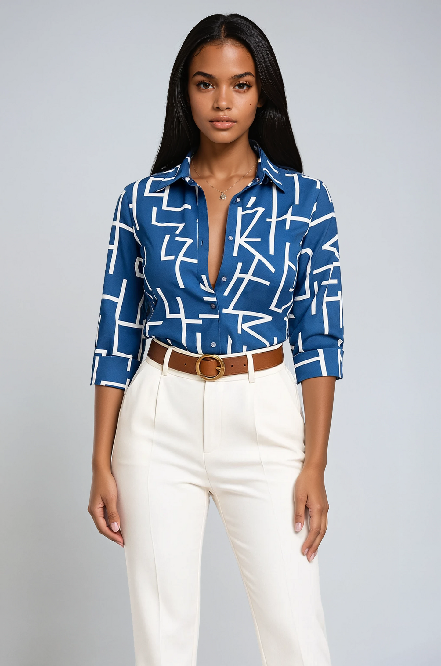 Blusa de mujer estampada elegante casual - Vestiria