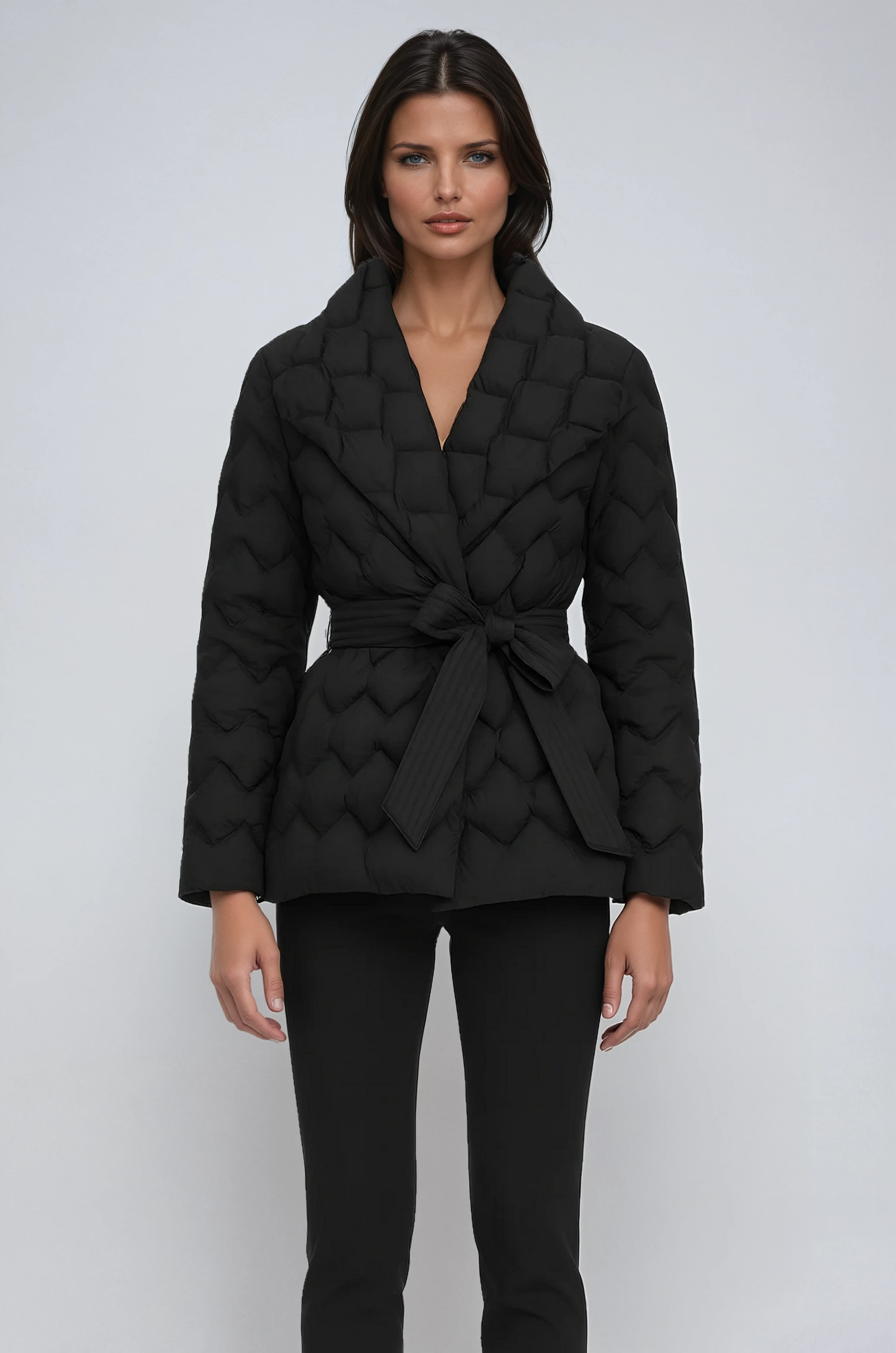 Abrigo Invierno Acolchado Mujer Cinturón Ajustable - Vestiria