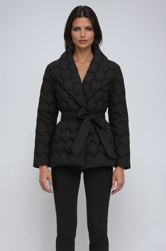 Abrigo Invierno Acolchado Mujer Cinturón Ajustable - Vestiria