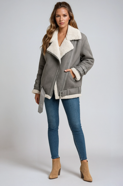 Chaqueta de abrigo mujer forro polar y cremallera - Vestiria