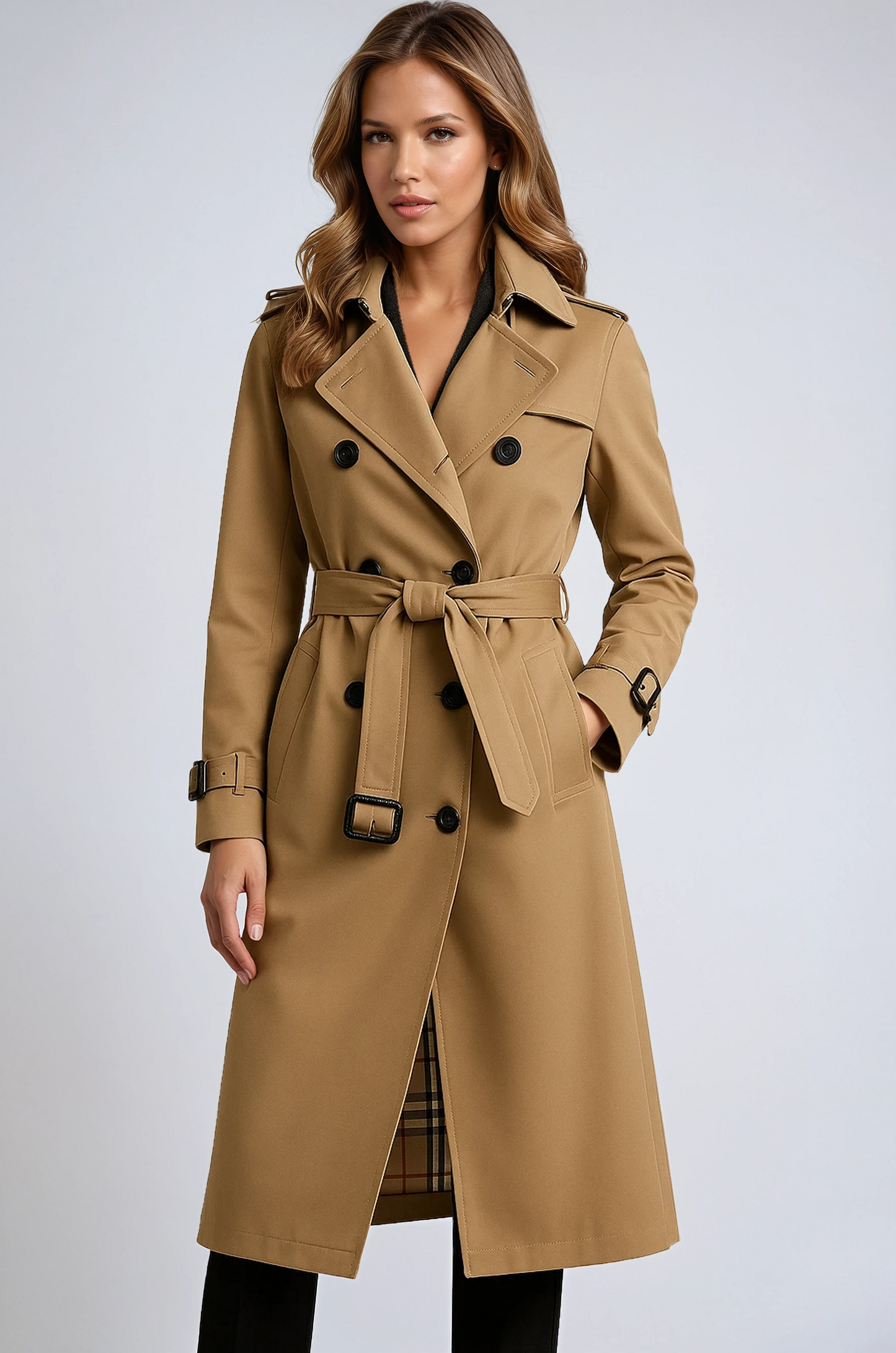Chaquetón mujer elegante con cinturón ajustable - Vestiria