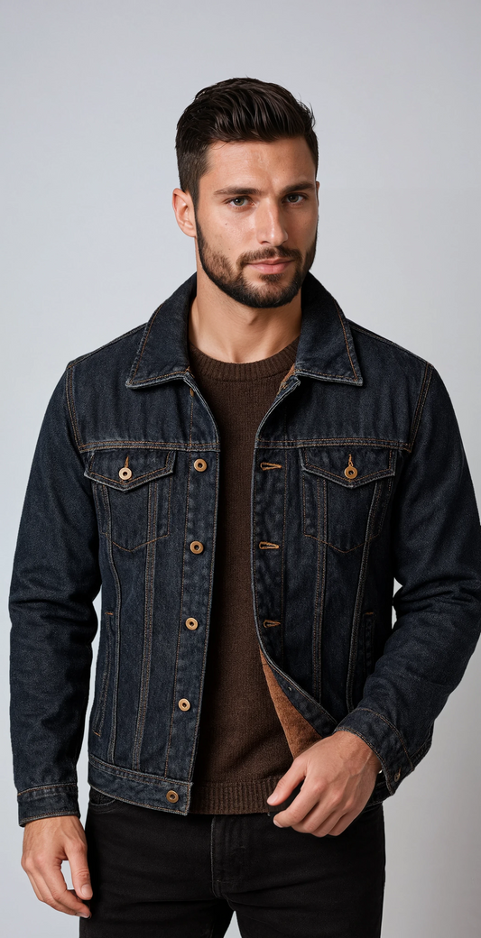 Chaqueta vaquera hombre abrigo cálido botones - Vestiria