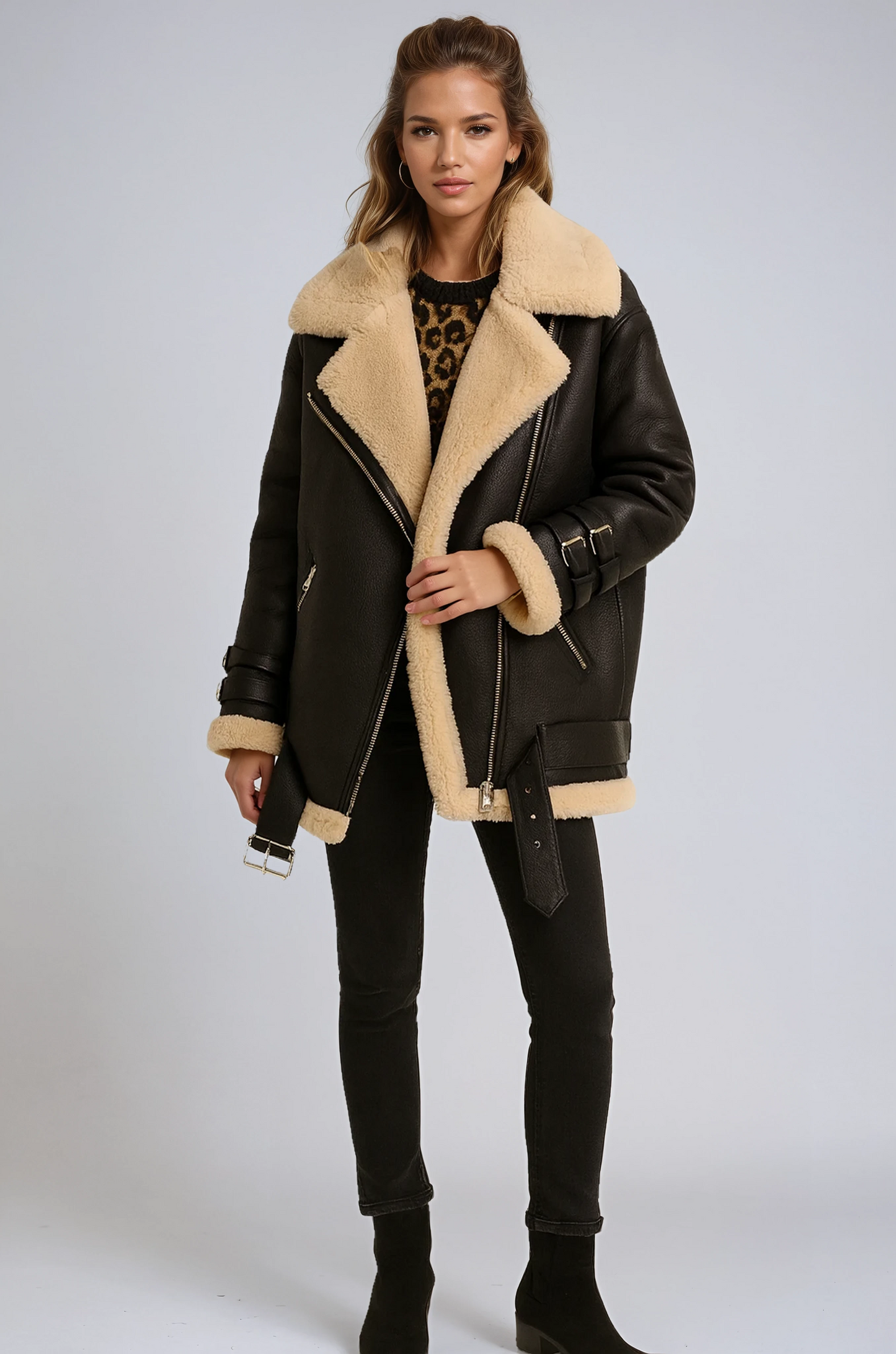 Chaqueta de abrigo mujer forro polar y cremallera
