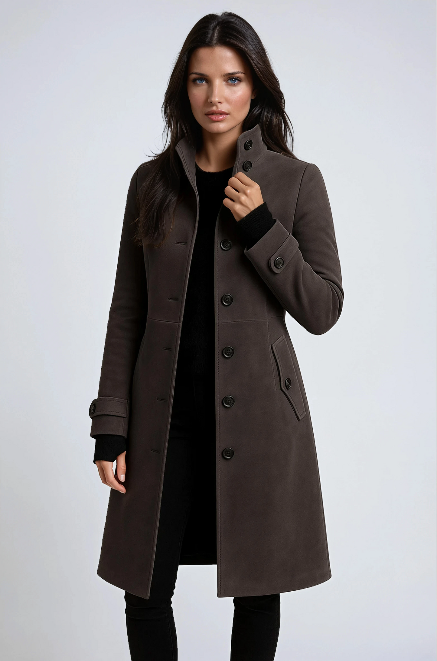 Abrigo Trench Mujer Invierno Cuello Alto Aislante