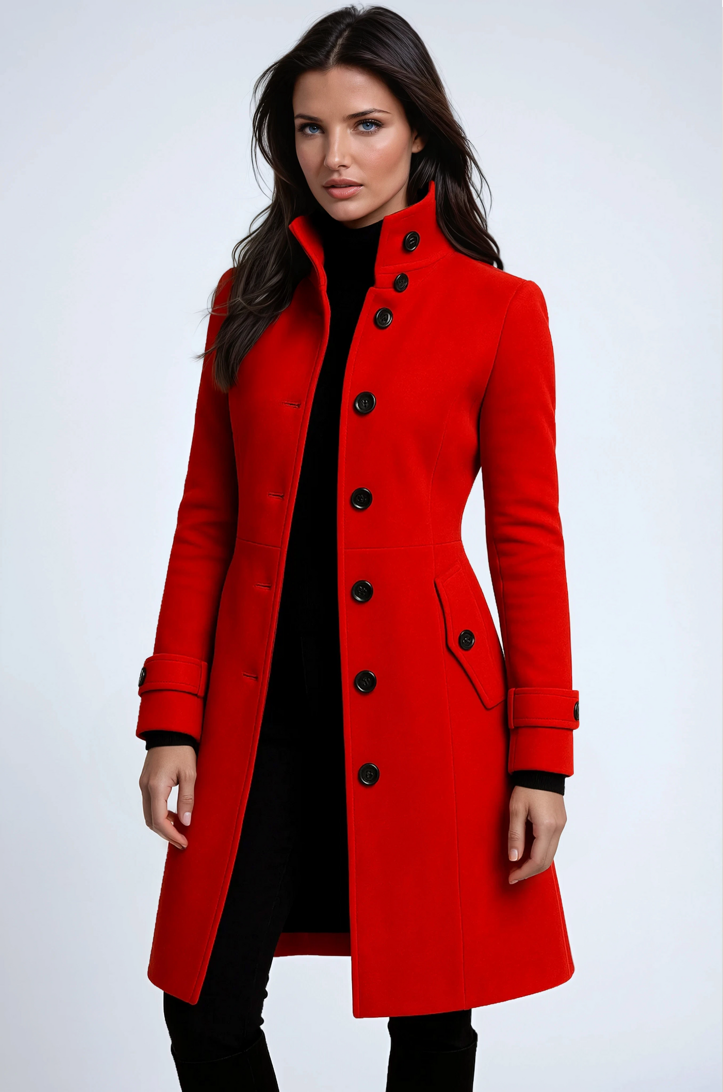 Abrigo Trench Mujer Invierno Cuello Alto Aislante