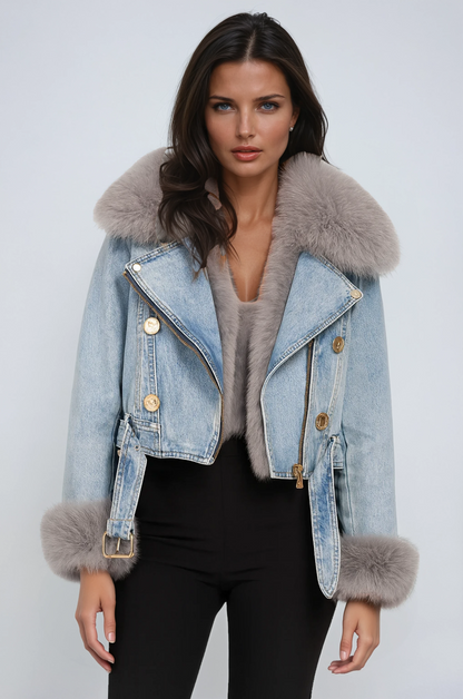 Chaqueta de mujer abrigada cuello peluche invernal - Vestiria