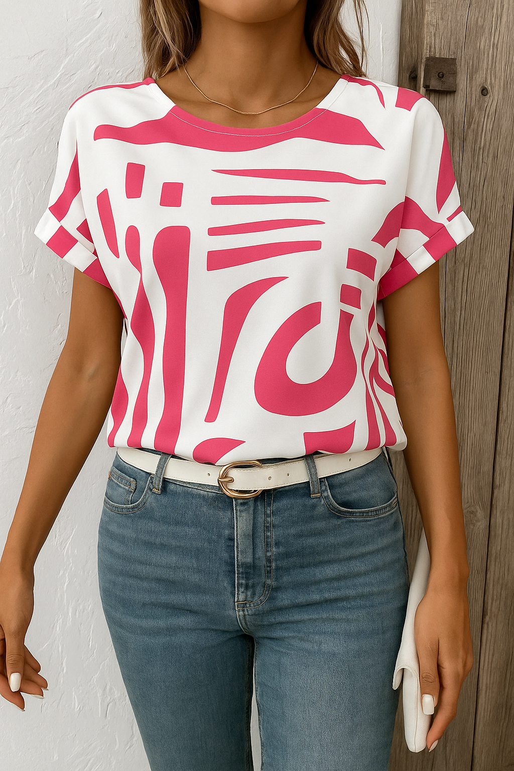 Camiseta mujer cuello redondo elegante
