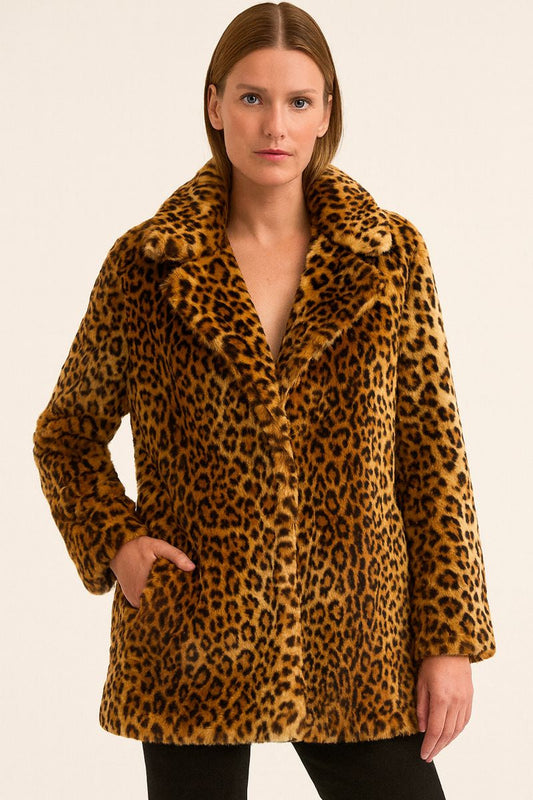 Chaquetón Mujer Pelo Estampado Invernal - Vestiria