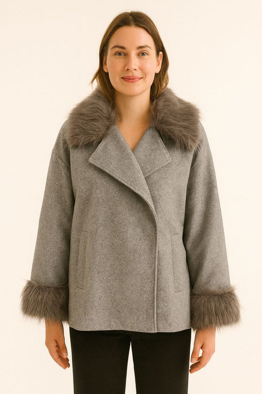 Chaquetón de Lana Cuello Alto Mujer Estilo Invierno - Vestiria
