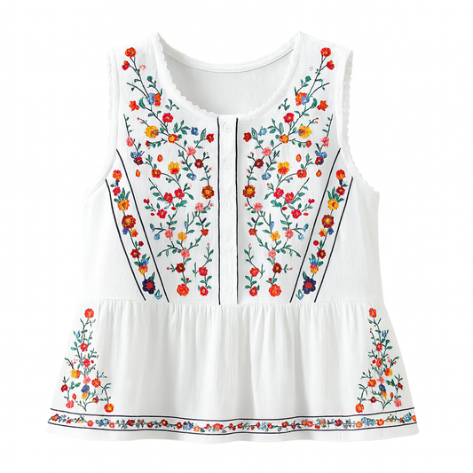 Blusa sin mangas estampado flor vintage mujer - Vestiria