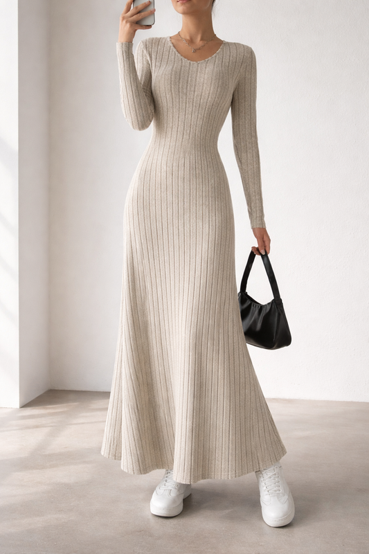 Vestido Césped Punto Mujer Cintura Marcada - Vestiria