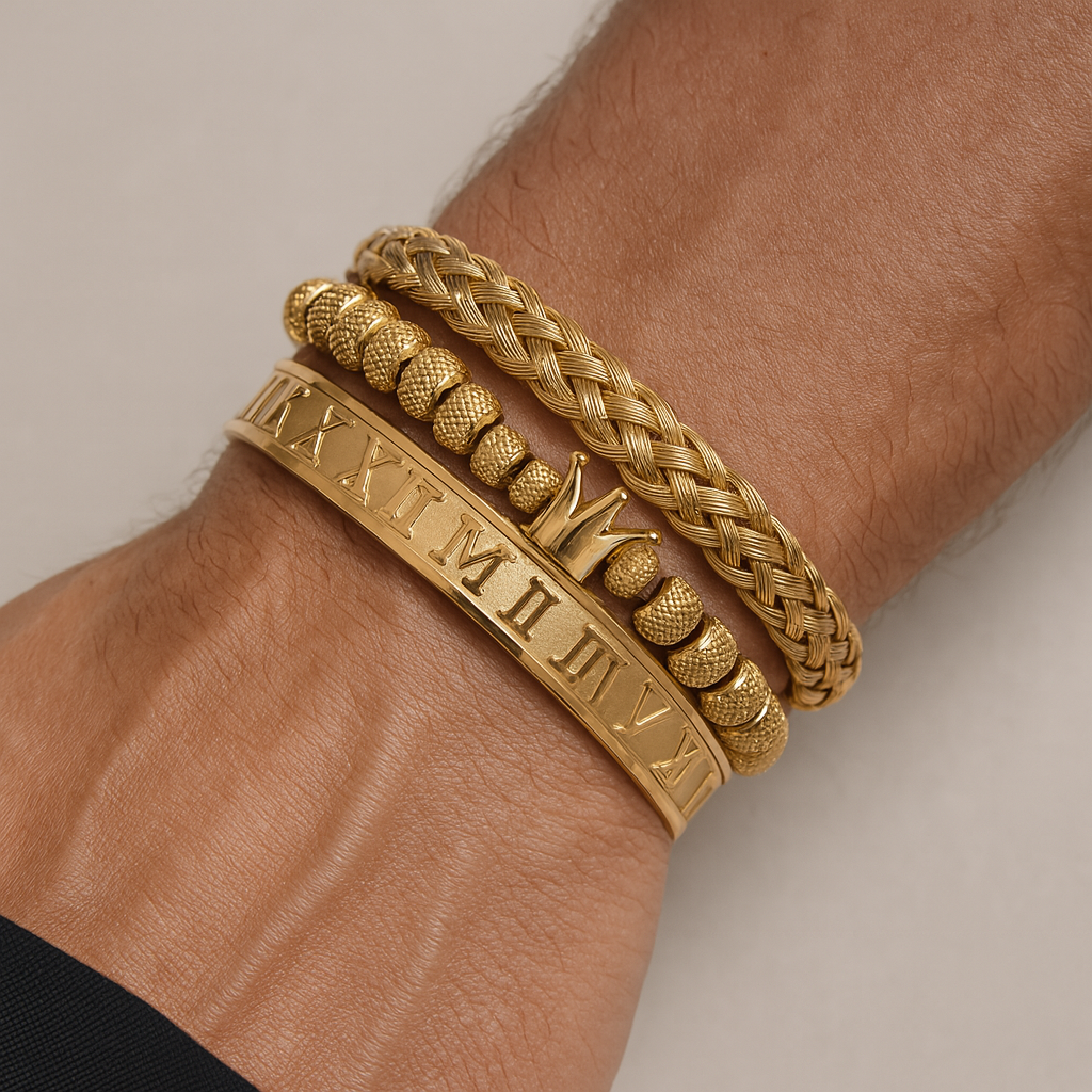 Pulsera Hombre Cuero Estilo Romano Clásico - Vestiria