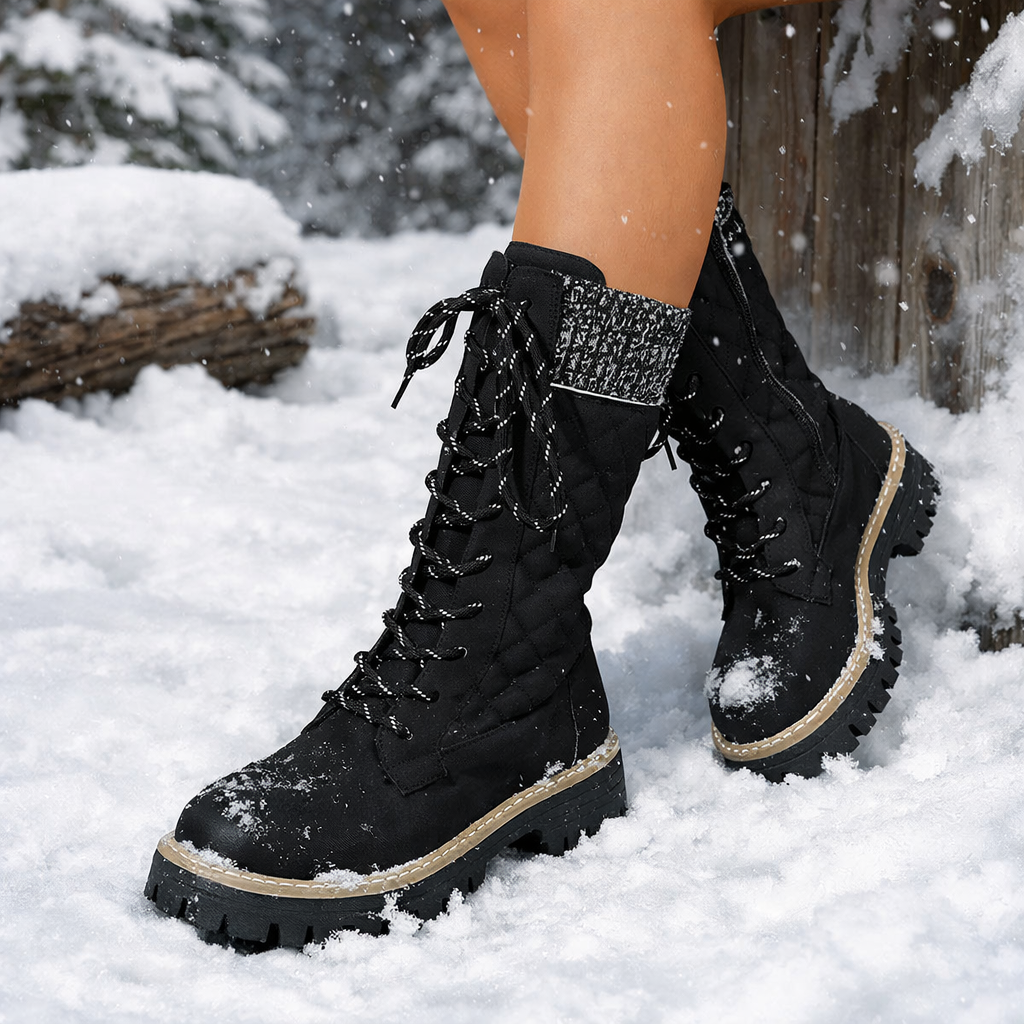 Botas Mujer Cuero Cordones Suela Gruesa