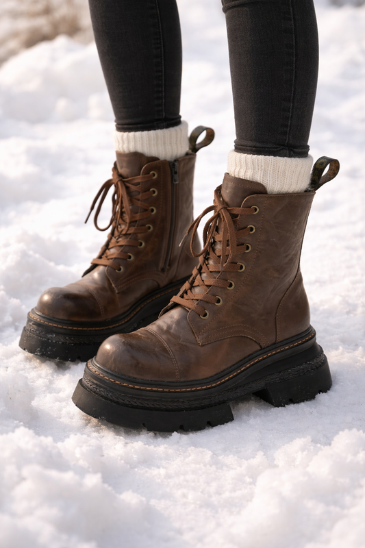 Botas Mujer Caña Media Cómodas con Cordones - Vestiria