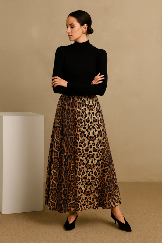 Falda Mujer Estampado Leopardo Brillante - Vestiria