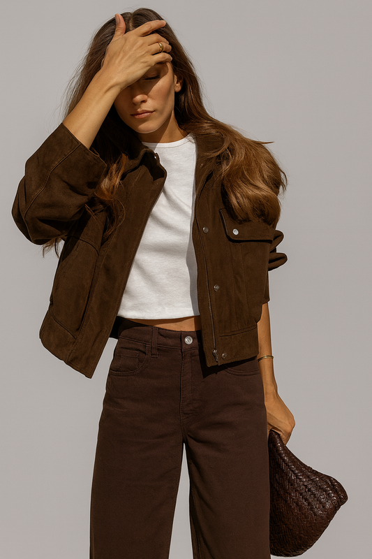 Chaqueta Cuero Mujer con Bolsillos Laterales - Vestiria