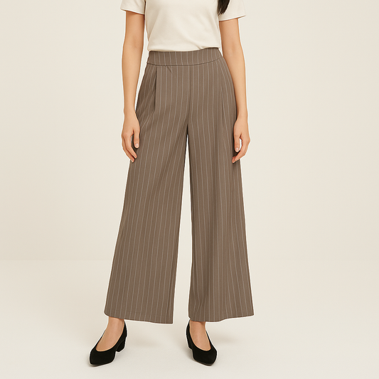Pantalones Mujer Corte Amplio con Pinzas Doble Tejido - Vestiria