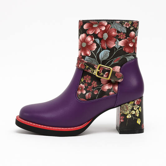 Botas Mujer Tacón Alto Estampado Floral - Vestiria