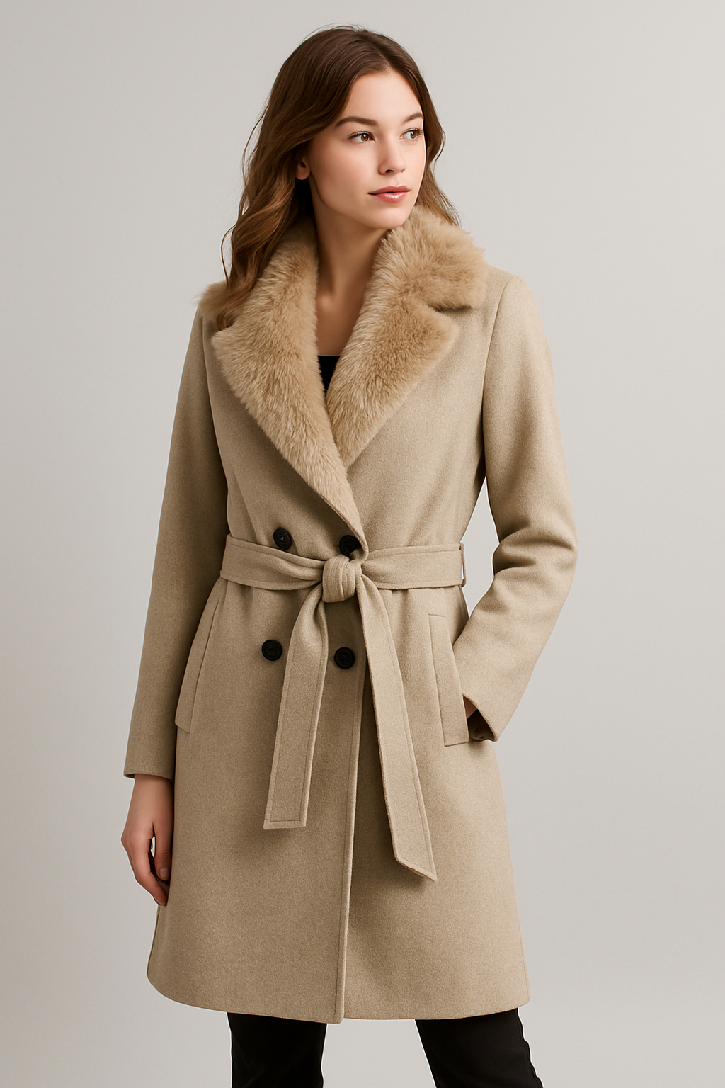 Chaquetón Mujer Pelo Lana Cuello Suave - Vestiria