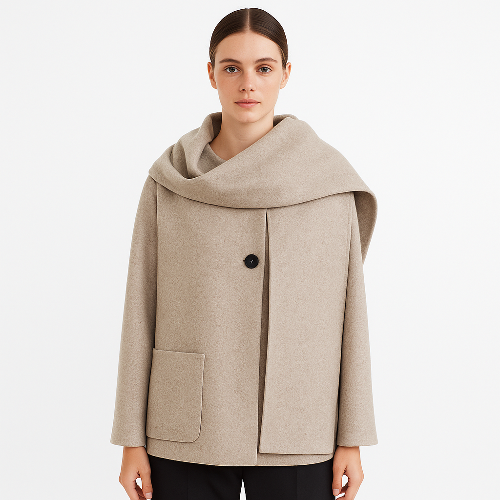 Chaquetón Mujer Elegante Cuello Alto - Nèora - Vestiria