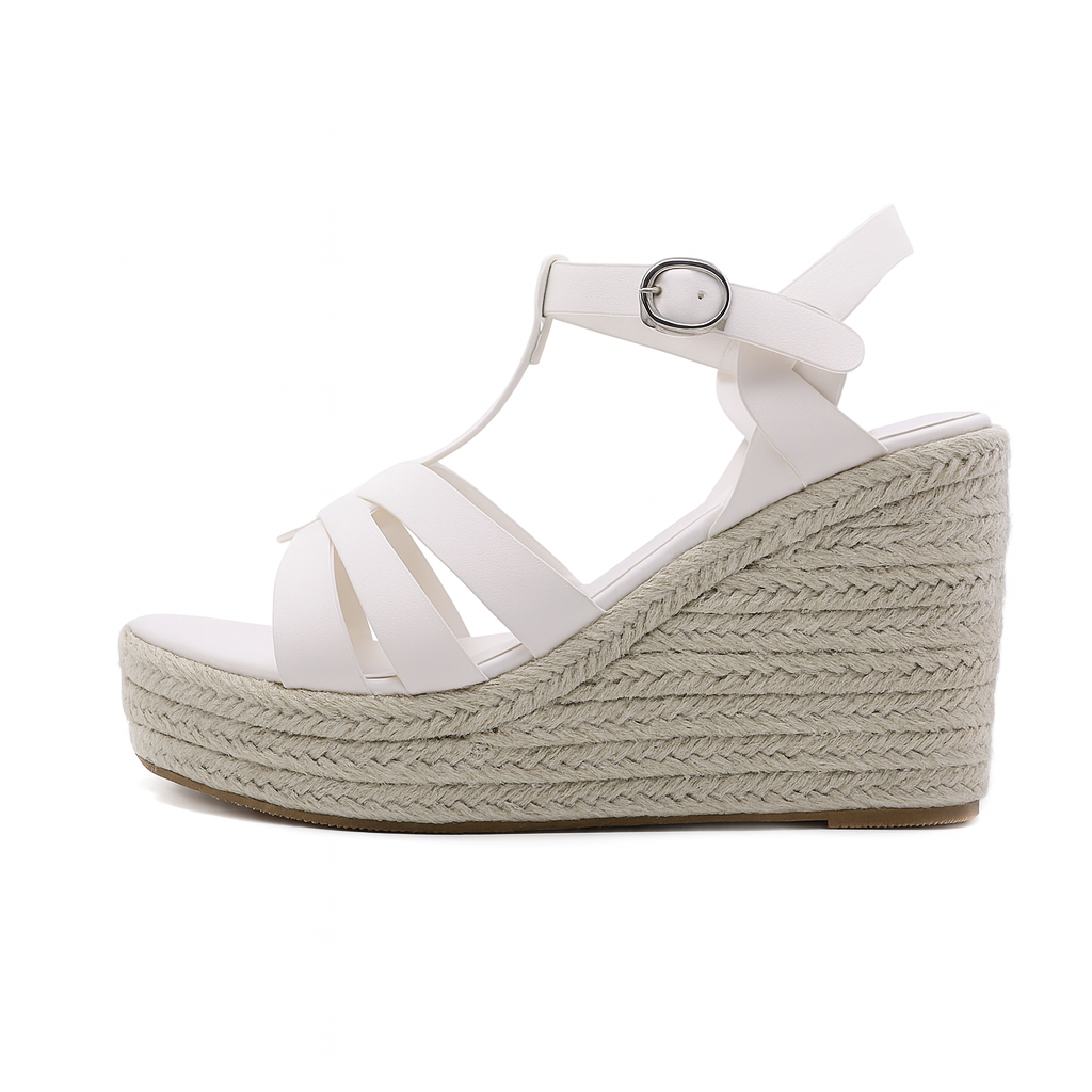 Sandalias de plataforma de yute con tiras entrelazadas - Vestiria