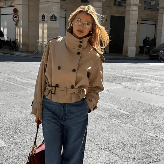 Gabardina Mujer Invierno Corte Corto Abotonada - Vestiria