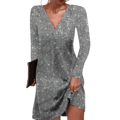 Vestido Mujer Blanco con Escote en V Elegante