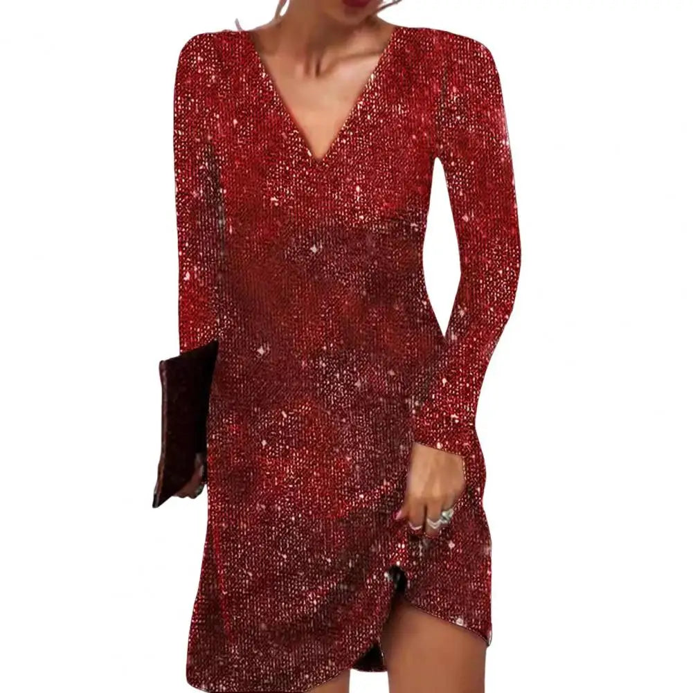Vestido Mujer Blanco con Escote en V Elegante