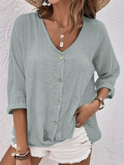 Blusa ligera manga corta con botones