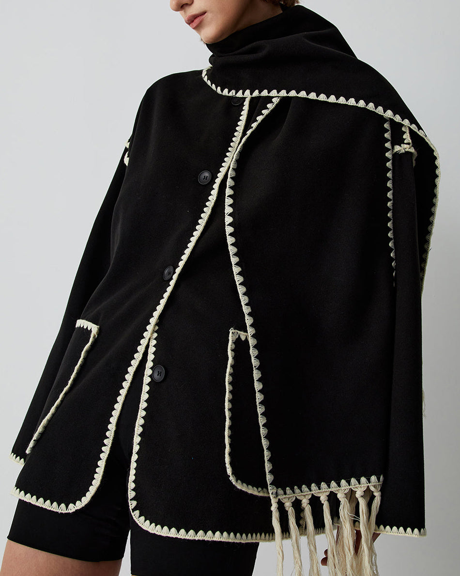 Abrigo Oversize con Cuello de Piel