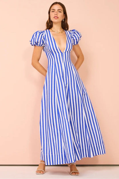 Vestido Mujer Rayas Mangas Voladas - Vestiria