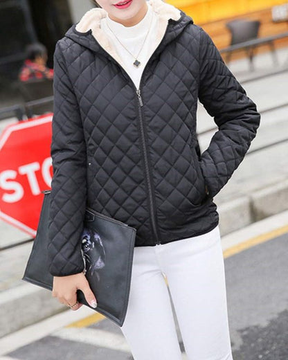 Chaqueta Invierno Acolchada Mujer Capucha Cremallera