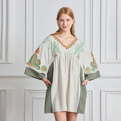 Vestido Túnica Mujer Escote V Florales Elegante