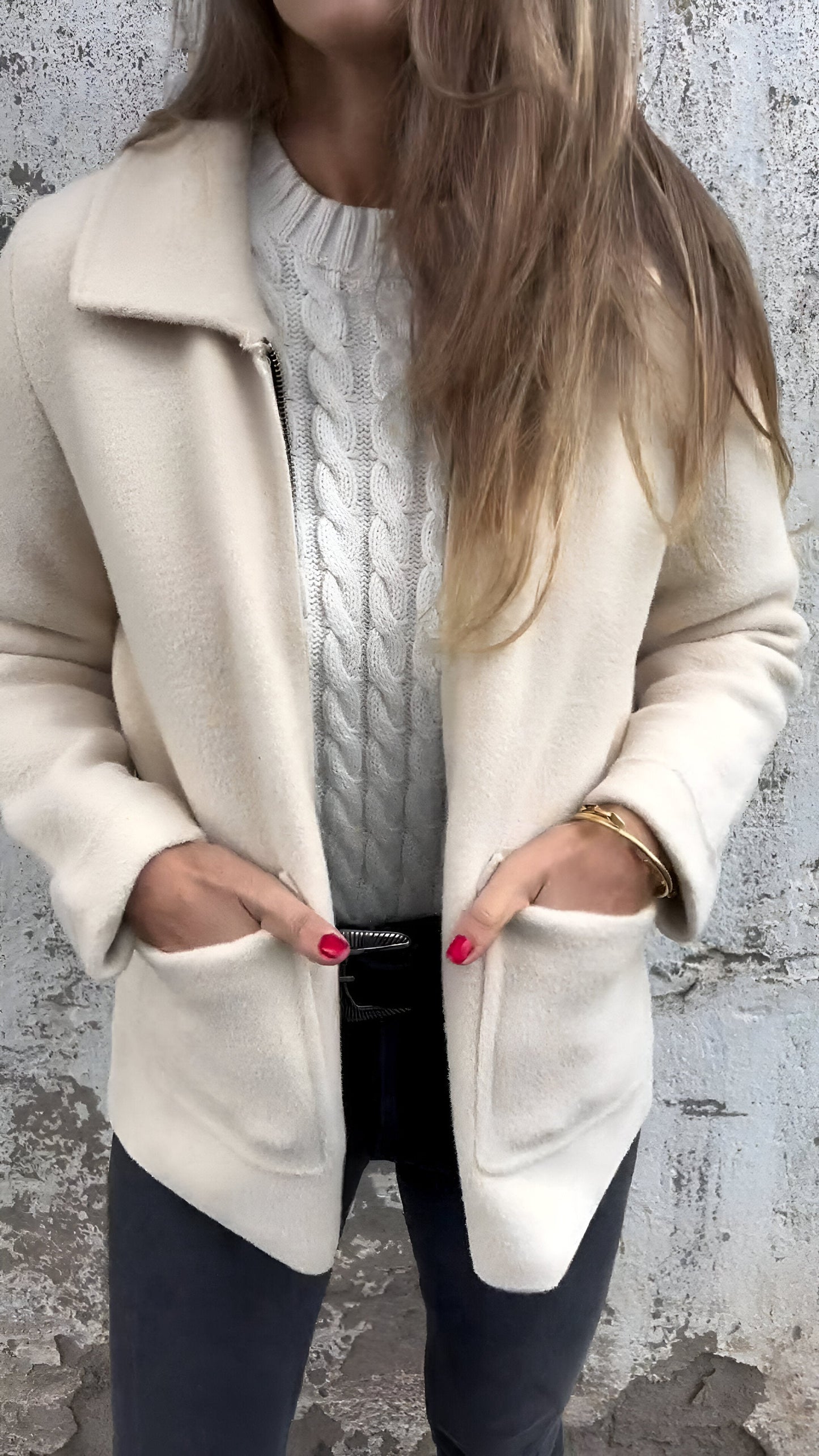 Chaqueta Mujer Cremallera Bolsillos Elegante