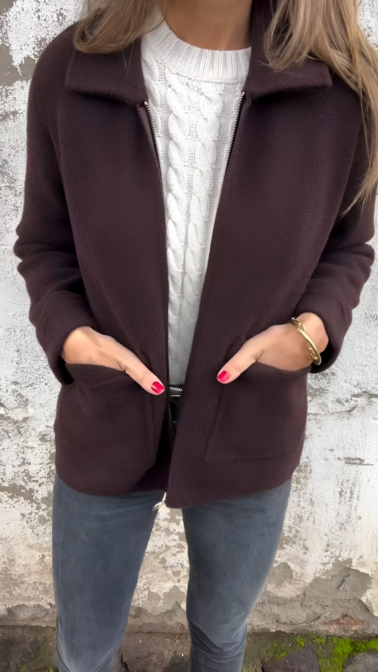 Chaqueta Mujer Cremallera Bolsillos Elegante