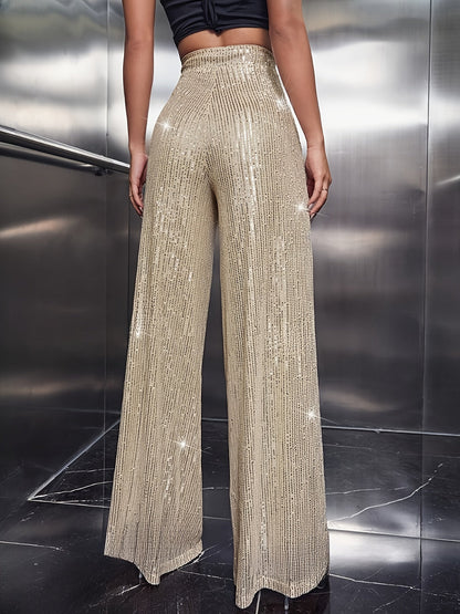 Pantalón de fiesta brillante cintura alta