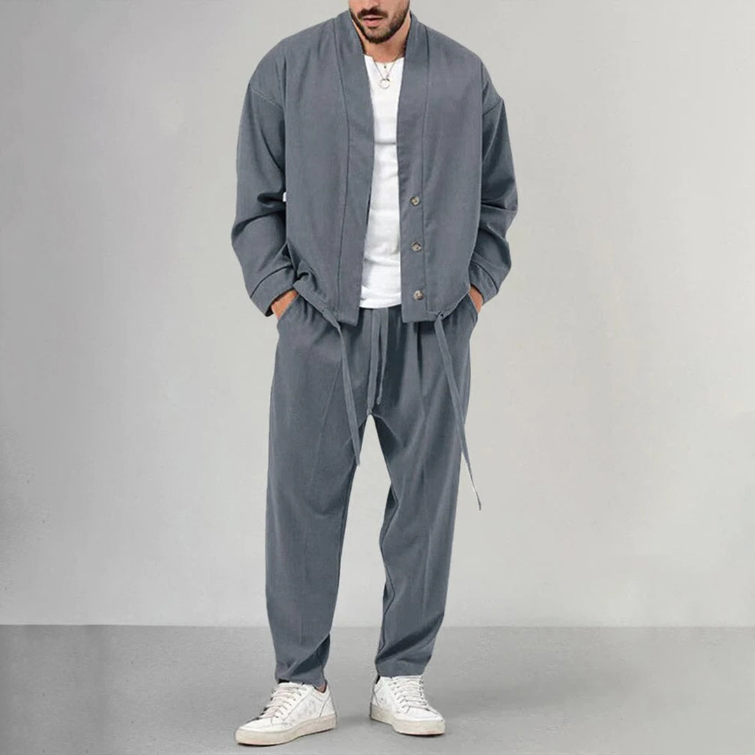 Traje Hombre Cárdigan Pantalón Cómodo