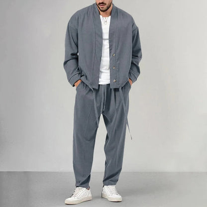 Traje Hombre Cárdigan Pantalón Cómodo