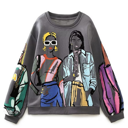 Sudaderas anchas con estampado casual - Vestiria