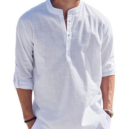 Camisa Lino Clásica Manga Corta