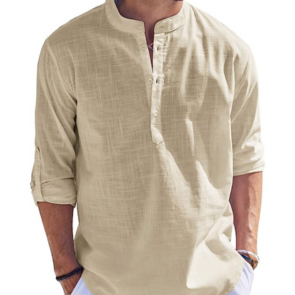 Camisa Lino Clásica Manga Corta