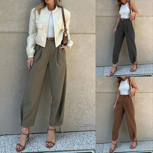 Pantalones Mujer Talle Alto con Bolsillos Prácticos - Vestiria